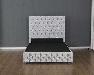 Кровать-трансформер Willsoon Modern Grey Velvet с мягким изголовьем и ящиками для хранения – роскошная мягкая кровать-оттоманка для спальни - Product Image 2