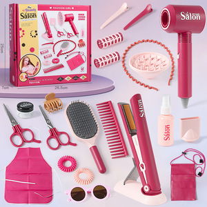 <b>Dropshipping</b> Shopify Kids Hair Salon Toy Set With Lights Sounds Pretend Play Makeup Dresser Birthday Gift For Girls - Product Image 1