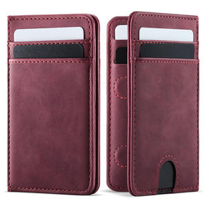 Portefeuille en cuir fin pour homme de luxe avec blocage RFID, porte-cartes magnétique à double pliage, multi-cartes, mini étui pour cartes de visite - Product Image 1