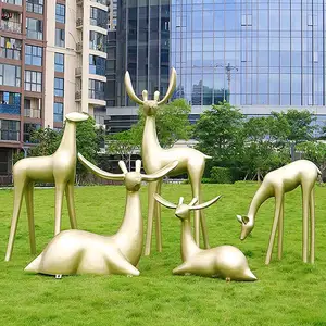 Fiberglass material environmentally friendly colorful animal statue harmless forest resin deer sculpture