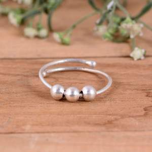 <b>Anxiety</b> Relief Silver 925 Sterling Silver <b>Fidget</b> Worry <b>Ring</b> <b>for</b> Women Adjustable Spinner Luxury Wedding Beads - Product Image 1