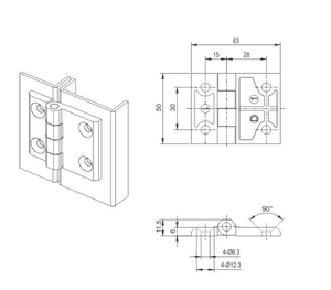 CL226-4-2 шарнир из цинкового сплава HANBEI, промышленное аппаратное оборудование, мягкий плотный тяжелый шарнир с потайным отверстием, литой цинковый сплав - Product Image 2