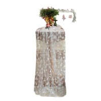 Chemin de table vintage en tulle blanc imprimé dentelle, motif sapin de Noël en feuille d'argent, lavable, très populaire