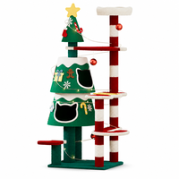 Arbre à chat de Noël, tour à chat multi-niveaux avec poteaux à gratter en sisal et niche en peluche, centre d'activités festif pour chats