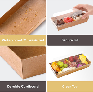 Kleine Wurstwaren-Verpackungs boxen mit durchsichtigen Deckeln zum Mitnehmen Papier Einweg-Bäckerei Dessert <span class=keywords><strong>Food</strong></span> Sandwich Cookie Cake Slice - Product Image 2