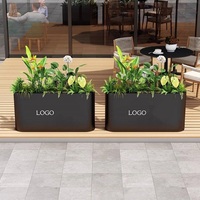 Jardinière en métal d'extérieur, pot de fleurs décoratif en acier, grande jardinière rectangulaire pour patio, cour, résistante à la rouille