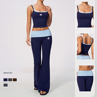 Vêtements de sport pour femmes, soutien-gorge de fitness, tenue de yoga, pantalon évasé, ensemble de 2 pièces pour la gym, vêtements de sport, vêtements de gym respirants, ensembles de yoga