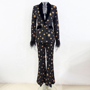 <span class=keywords><strong>Ensemble</strong></span> de veste et pantalon en <span class=keywords><strong>velours</strong></span> brodé OUDINA en stock, <span class=keywords><strong>ensemble</strong></span> deux pièces long avec blazer, costumes pour femmes - Product Image 3