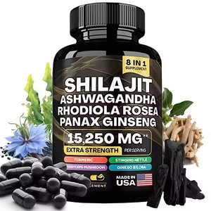 Capsules Shilajit 8 <span class=keywords><strong>en</strong></span> 1, compléments immunitaires avec Ashwagandha, Rhodiola Rosea, Panax Ginseng - Product Image 1