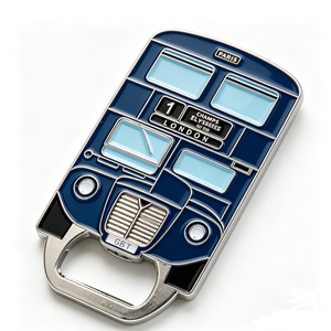Décapsuleur en métal Bus de Londres, émail bleu, plaqué argent, souvenir, cadeau - Product Image 2