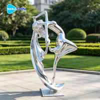 Sculpture de danseuse en acier inoxydable poli, décorative et créative, style nordique, modèle pour jardins extérieurs, art