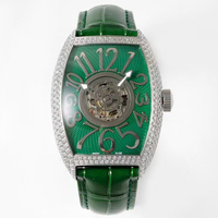 Montre mécanique manuelle de luxe pour homme, étanche, avec tourbillon central, cadran squelette de haute précision, diamants argentés et lumineux, boîtier tonneau