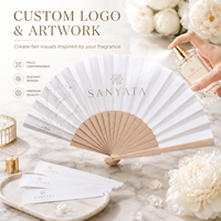 Ventaglio Pieghevole in Legno con Logo Personalizzato per Eventi di Profumeria, Ventaglio per Test Fragranze per Negozi Pop-Up, Regalo VIP Promozionale