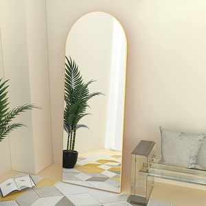 Custom Large Vintage Gold Metal Framed Dressing Room <b>Floor</b> <b>Mirror</b> Long <b>Standing</b> Arch Full-Length Oversized Hanging Design Glass - Product Image 1