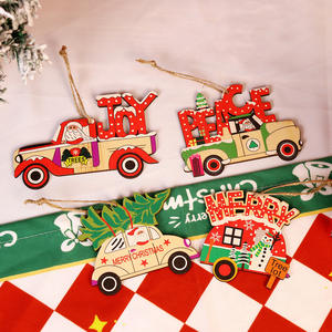 Vietnam Funny Wooden Christmas Tree <b>Ornaments</b> Truck Wood Signs for Holiday Decorations - Product Image 2