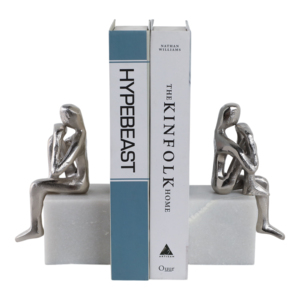 Fermalibri decorativi con statuetta scultorea in metallo su base in marmo per decorare la libreria, accessori per libri - Product Image 2