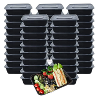 Contenants alimentaires et pour boissons jetables pliables personnalisables en PP avec 2 à 4 compartiments, couvercles transparents, boîte d'emballage à emporter