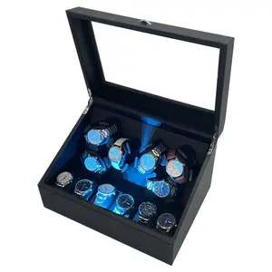 6+6 Slot Watch Winder LED Silent Motor Mechanical Automatic Watches with Extra 6 Watch Display Storage Box Gifts Winder