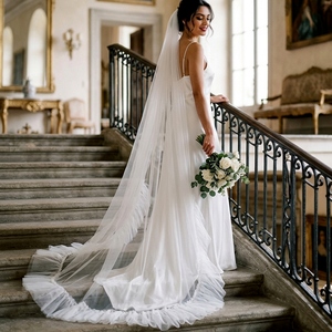 YouLaPan V181 Velo da Sposa Romantico Lungo fino alla Cappella per Donne, Ideale per Cerimonie all'Aperto e Festival Musicali, con Pettine in Metallo - Product Image 2