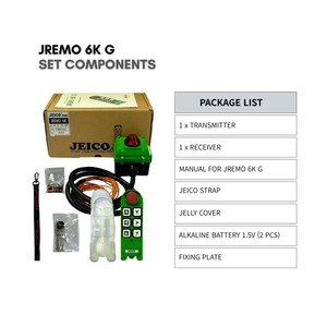 Télécommande radio industrielle pour grue, palan et treuil, vitesse unique, 100-240 V CA, JEICO JREMO 6K G, fabriqué en Corée, avec bouton - Product Image 5