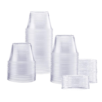 Gobelets à sauce jetables transparents personnalisés en PP/PET/PLA de 1/2/4 oz avec couvercle à charnière, écologiques, recyclables, de qualité alimentaire, pour sauces
