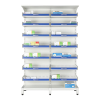 Armoire à pharmacie hospitalière en fer de style moderne personnalisée avec porte vitrée pour ordonnances, présentoir et étagère à médicaments