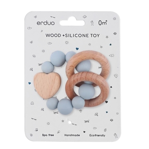 Venta directa BPA libre de grado alimenticio de silicona y haya bebé dentición juguete orgánico bebé sonajero juguetes <span class=keywords><strong>para</strong></span> bebés 0-6 <span class=keywords><strong>meses</strong></span> - Product Image 1