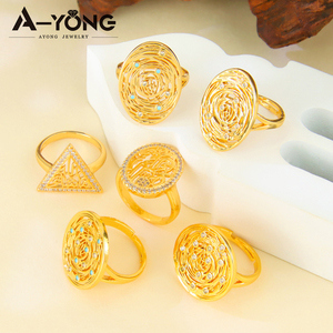 Anelli di Gioielleria Eleganti AYONG, Placcati in Oro <span class=keywords><strong>18k</strong></span> con Zirconi, Anti-ossidazione, con Lettere Arabe per Uso Quotidiano - Product Image 3