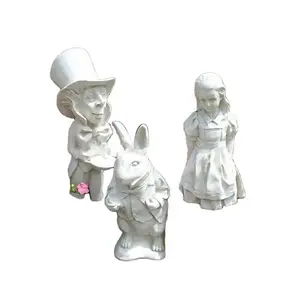 Décoration de jardin extérieure personnalisable Statue de lapin en résine sculptée à la main en marbre naturel statues de jardin en pierre de conte de fées