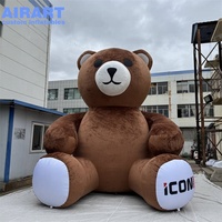 Grand ours gonflable recouvert de peluche, ballon gonflable en forme d'ours mignon de dessin animé pour les promotions publicitaires