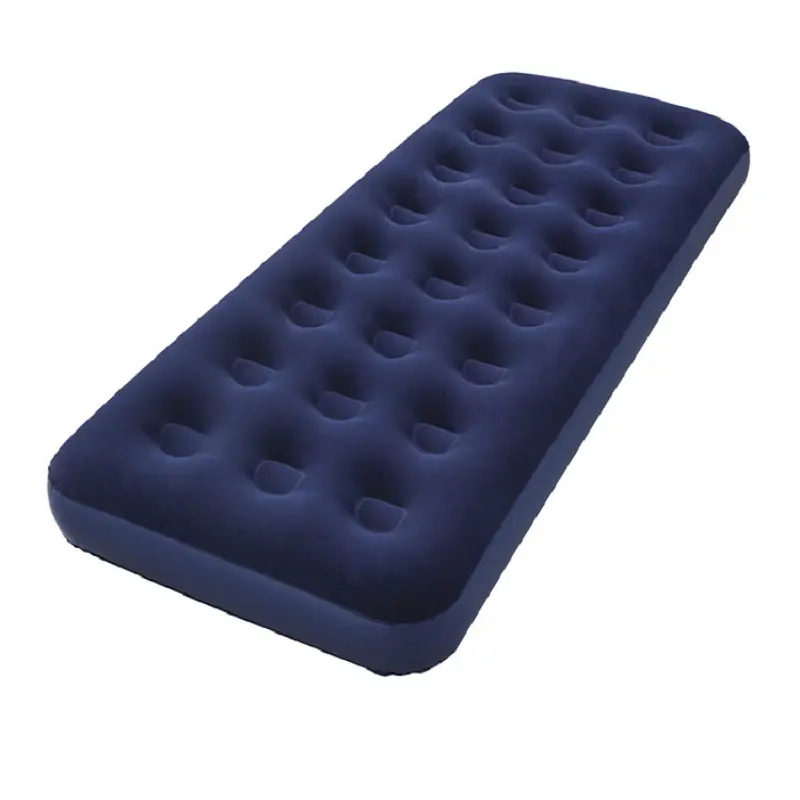 Custom 67001 Dark Blue Twin Sturdy Coil Beam Construction Inflatable Air Mattress Inflatable Classic Airbed With Built In Pump