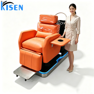 Sillón de Peluquería Giratorio Profesional y Duradero KISEN, con Lavabo de Cerámica, Altura Hidráulica Ajustable y Asiento Reclinable para Salón - Product Image 4