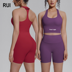 RUIQUWIN 2026 OEM Buttery Soft 2 Piece Yoga Short Set Scrunch Butt High Waist Tank <b>Top</b> Shorts Workout Outfits - Product Image 1
