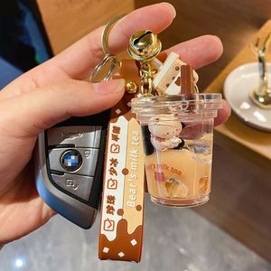 Porte-clés liquide Kawaii Ours Mignon Thé au Lait aux Bulles Dessin Animé - Product Image 2