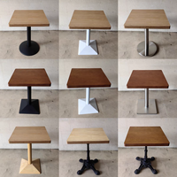 Table de restaurant commerciale, table de bistrot, plateau en bois, base en métal, table de café, ronde, carrée, rectangulaire, plusieurs tailles disponibles