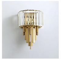 Lampe murale linéaire LED en cristal doré pour la décoration de chambre d'hôtel, villa, salon, applique murale intérieure, décoration de luxe, lampe murale en cristal