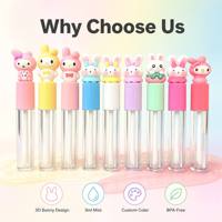 ISMAN Tubes de brillant à lèvres pour enfants en forme de lapin unique de 3 ml, conteneurs vides mignons en forme de lapin pour fond de teint, emballage cosmétique mini personnalisé avec logo