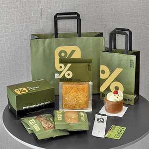 Bolsas de Papel Kraft Marrón Reciclables con Impresión de Logotipo Personalizado para Panadería, Café para Llevar, Laminación de Papel Blanco, Asas de Transporte - Product Image 1