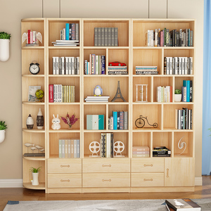 Estante de libros de imágenes para niños para sala de estar, estantería de pino, estante simple de madera maciza para biblioteca del hogar, Estantería completa de madera maciza - Product Image 3