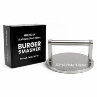 Presse à viande robuste de 150 mm en acier inoxydable 304, presse à griller avec logo personnalisé pour grillades sur surface plane, ateliers de barbecue et cours de cuisine