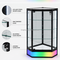 Vitrine d'angle en verre avec éclairage LED RGB, verrouillable, écologique, pour magasin de détail, idéale pour les boutiques de tabac