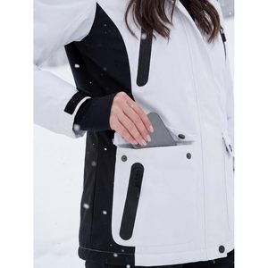 Chaqueta de Esquí Impermeable para Mujer FOXA, Forro Polar, Cortavientos, con Capucha, Diseño Color Block, Costuras Selladas - Product Image 3