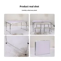 Table de camping pliable portable de 120 cm, réglable en hauteur, grande table de pique-nique d'extérieur avec plateau en panneau de particules pour jardin, parc, barbecue
