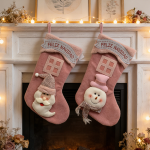 Bolsa de Regalo Navideña Rosa con Logotipo Personalizado, Decoración de <span class=keywords><strong>Santa</strong></span> Claus y Muñeco de Nieve, Bolsa de Regalo Cálida para Colgar <span class=keywords><strong>en</strong></span> el Árbol de Navidad, <span class=keywords><strong>Chimenea</strong></span> y Decoración del Hogar - Product Image 4