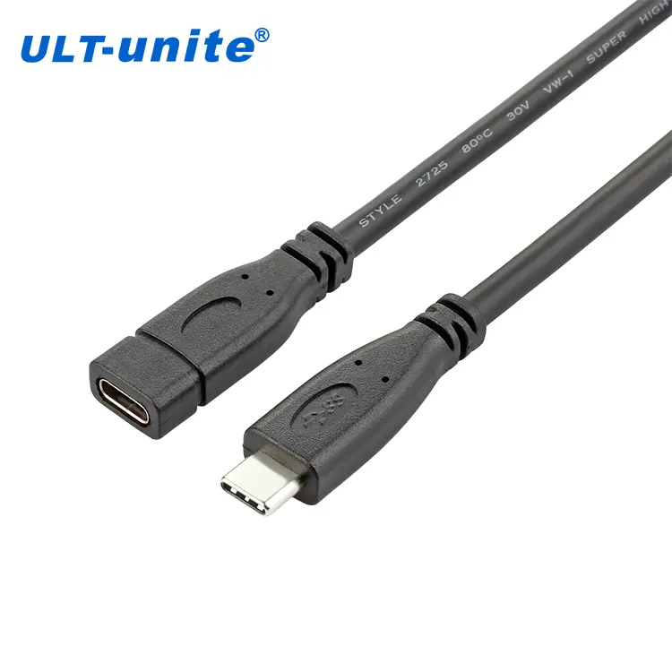 Ult-unite USB 3.1 siyah 0.2m 0.5m 1m SuperSpeed 10Gbps 60W USB 3.1 Gen 2 tip C tipi C uzatma kablosu