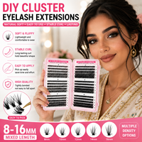 Ekstensi Bulu Mata Cluster DIY Custom PBT Super Lembut Tebal 0.07mm Pita Hitam Semi Buatan Tangan 30D-100D C D Wispy Volume Private