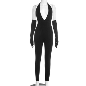 53 Nuevos Bodysuits Elegantes de Color Sólido para Mujer, con Hombros Descubiertos, Cuello en V Profundo y Espalda Descubierta - Product Image 5