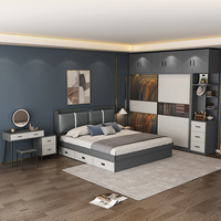 Neues Modell Luxuriöses Modernes Schlafzimmermöbel-Design Master-Panelbettgestell Holz-Queensize-Bett mit Stauraum Kingsize-Bett