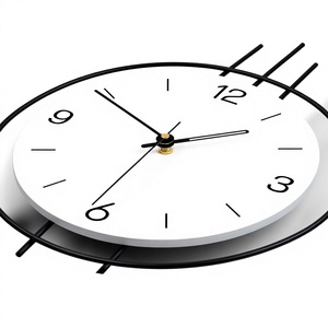 Horloge murale pendulaire minimaliste, <span class=keywords><strong>design</strong></span> noir et blanc, horloge murale numérique créative silencieuse décorative moderne pour salon - Product Image 4
