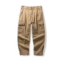 Pantalon décontracté camouflage M64 pour homme, taille mi-haute, coupe droite ample rétro, jambe large, 100 % coton, toile plate, pour usage quotidien